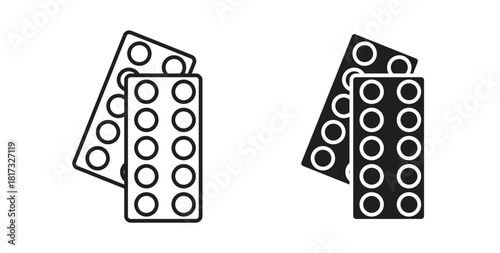 Pill blisters, vector symbols. filled flat sign icons, vector symbols. filled flat sign