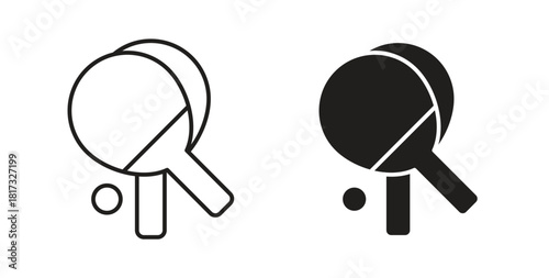 Ping pong icons, vector symbols. filled flat sign