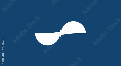 Abstract Geometric Composition Of White Elements Over A Deep Blue Background