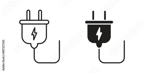 Plug adapter icons, vector symbols. filled flat sign