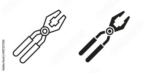 Pliers icons, vector symbols. filled flat sign
