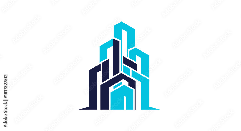 Fototapeta premium Abstract Geometric Construction Logo On White, Representing Modern Architecture Designs