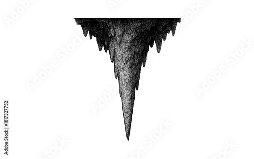 Abstract monochrome stalactite design with detailed textured patterns