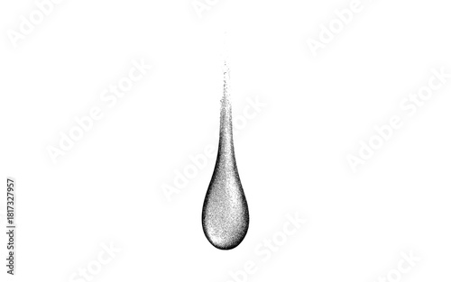 Minimalist black and white ink droplet on white background