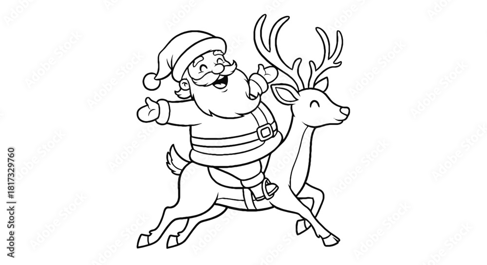 Fototapeta premium Santa claus happy on a deer