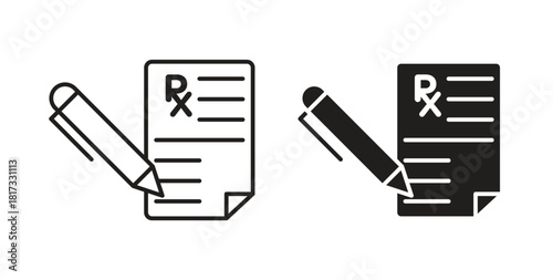 Prescription icons, vector symbols. filled flat sign