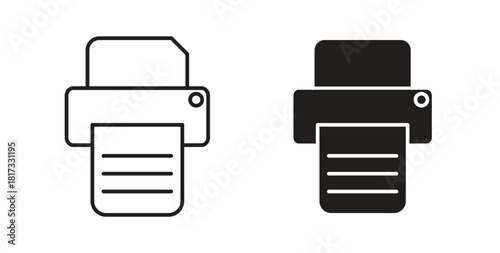 Print icons, vector symbols. filled flat sign