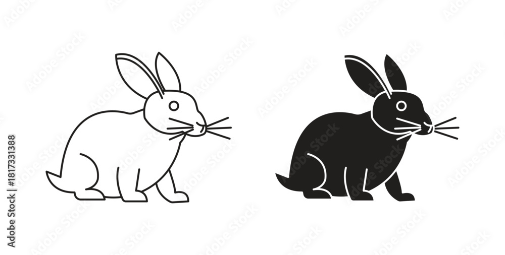 Fototapeta premium Rabbit icons, vector symbols. filled flat sign