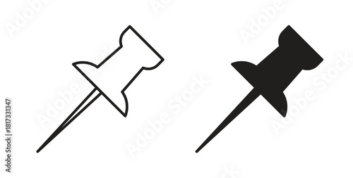 Push pin icons, vector symbols. filled flat sign