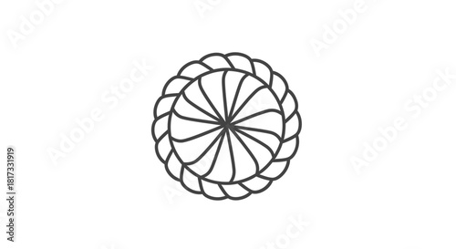 Abstract Geometric Design Featuring Radial Symmetry and Braided Border Elements