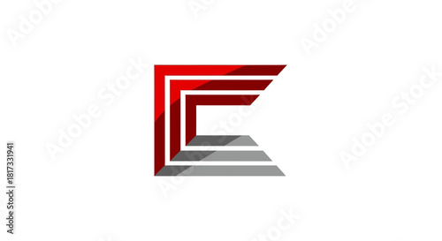 Abstract Geometric Design Featuring Red and Gray Elements with Modern And Dynamic Appeal