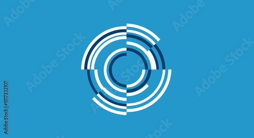 Abstract Geometric Design Featuring Symmetrical Circular Segments on a Teal Background