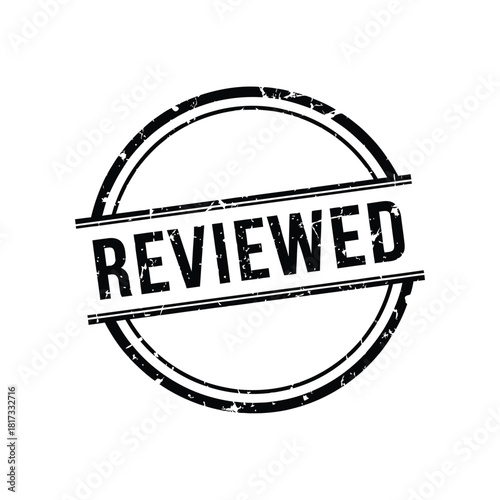 Grunge Black Reviewed Stamp on Transparent Background