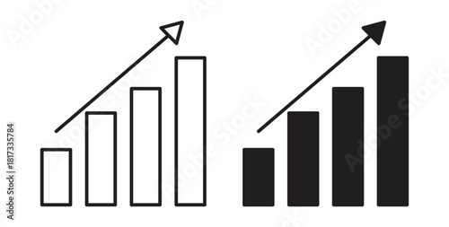 Sales growth icons, vector symbols. filled flat sign