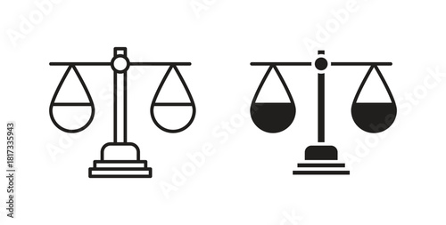 Scales of justice icons, vector symbols. filled flat sign