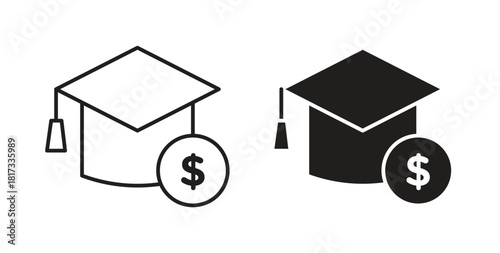 Scholarship icons, vector symbols. filled flat sign