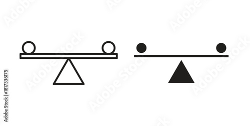 Seesaw icons, vector symbols. filled flat sign