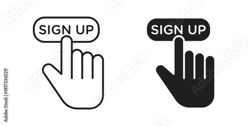Sign up icons, vector symbols. filled flat sign