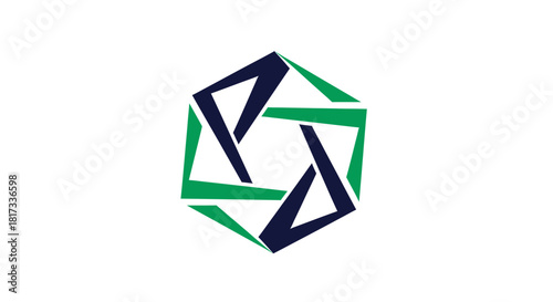 Abstract Geometric Design Using Green And Blue Elements Suitable For Branding