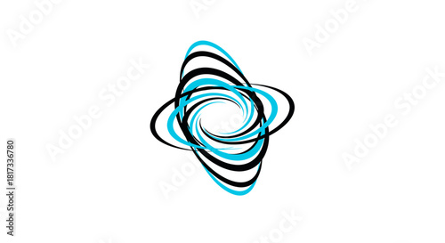 Abstract Geometric Design with Black and Blue Overlapping Elliptical Elements
