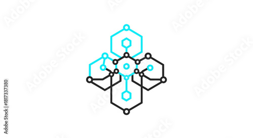 Abstract Geometric Diagram Illustrating Complex Connections And Data Flow in Modern Technology
