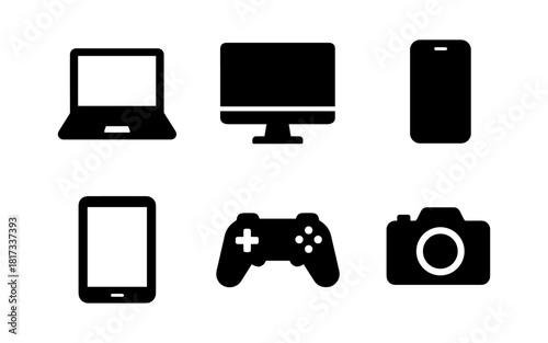 Silhouette icons of modern technology devices and gadgets