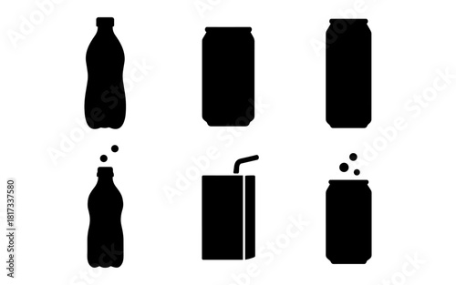 Silhouette beverage containers: bottles and cans collection