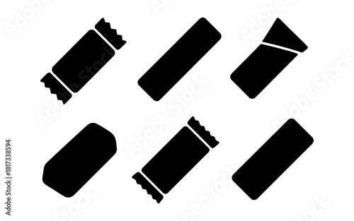 Silhouette set of six different candy bar wrappers