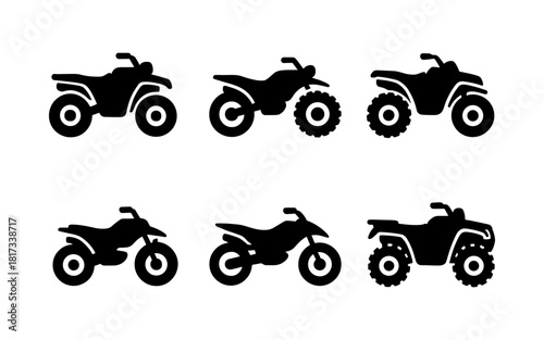 Silhouette collection of motorbikes and atvs