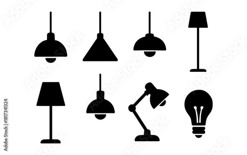 Silhouette collection of modern lamps with iconic bulb design
