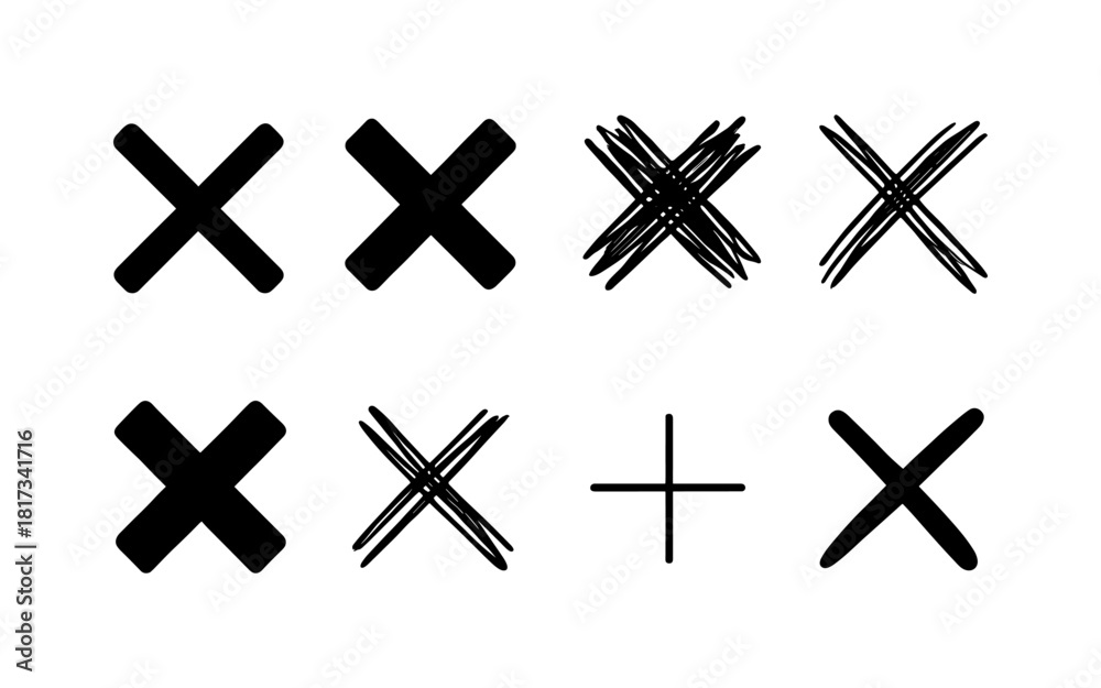 Obraz premium Set of cross symbols in various styles on white background