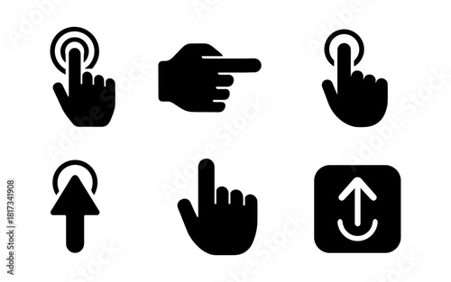 Minimalist hand gesture icons for user interface and digital interaction design