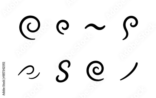 Minimalist swirl and curl elements collection for design projects