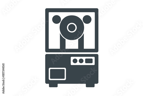 Tech Components Display. er, Power Unit, Tape Drive No text, No labels, isolated transparent background, Solid style