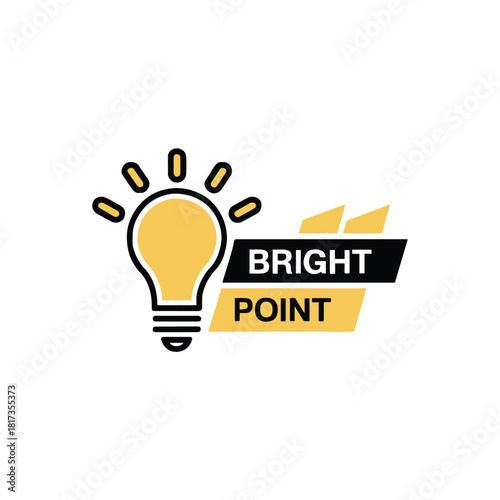 A bright point logo with a lightbulb and text on a white background in a simple design style