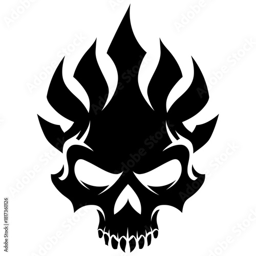 Vector Art Bold Black and White Coral Reef Skull Design for Tattoos and Logos