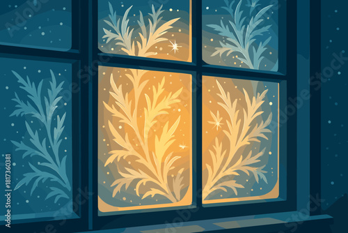 Against floral cold vector illustration glowing between exterior light frosty glow warm