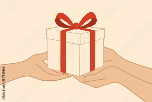 Gift conveying hands vector neutral wrapped love present illustration kindness simple