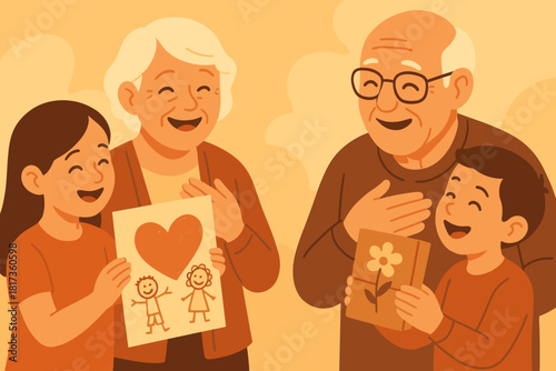 Grandparents emotional gifts golden connection heartfelt illustration highlighting vector warmth soft
