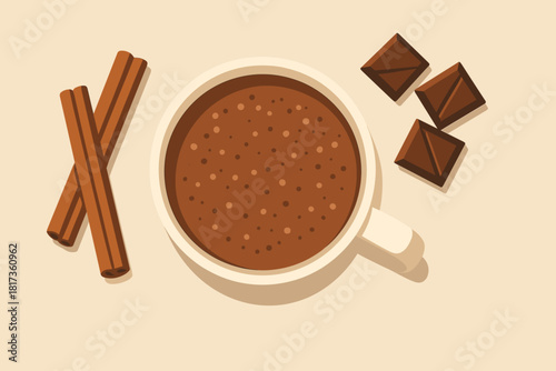 Design balanced vector cocoa neutral illustration warmth minimalist warm cup chunks elements