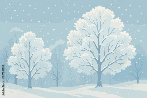 Cluster drifting illustration scene quiet winter gentle frost vector air covered frosty