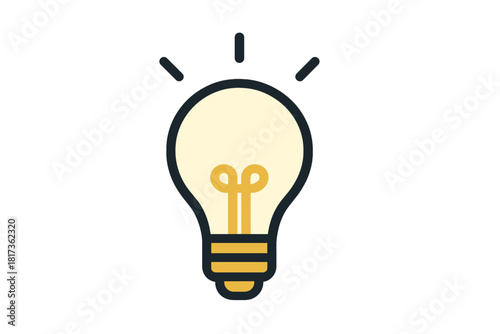 Simple glowing light bulb icon symbolizing a new idea, inspiration, and creative thought process