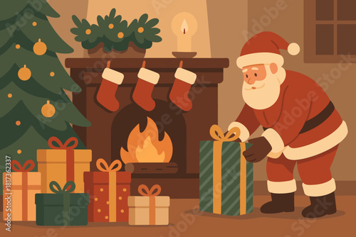 Candle s festive illustration soft filled santa evening generosity vector corner stockings