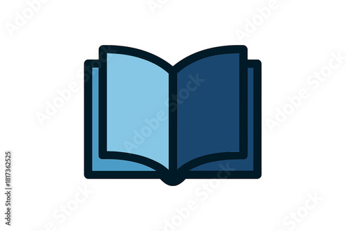 Open book design element in blue colors for knowledge education and literature concepts