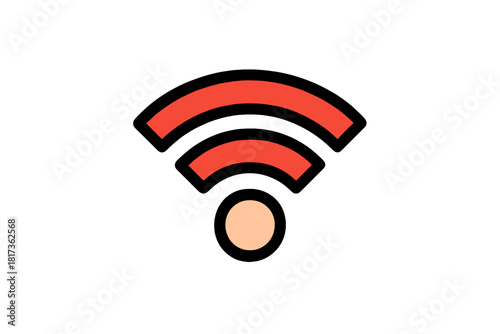 Stylized red and black Wi-Fi signal icon representing wireless network communication