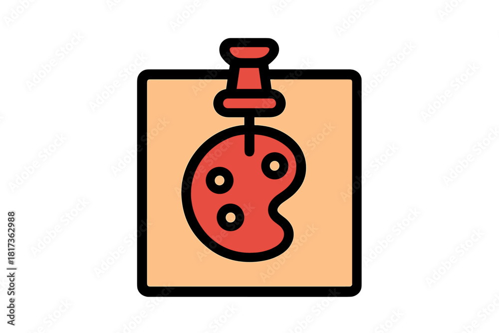 Obraz premium Colorful artist palette pinned to a notice board symbolizing creativity