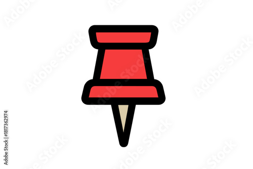 Classic red pushpin symbol for map location markers or important bulletin board notes