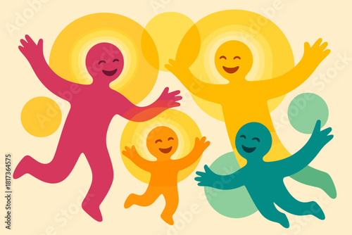 Connection abstract vector human positivity pure illustration glowing emotional vectors overlapping joyful