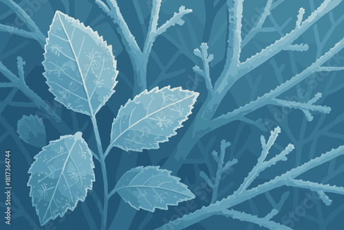 Leaves detail branches focus patterns vector modern elegance illustration frozen forest highlighting