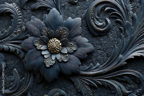 Elegant dark floral relief artwork high resolution picture